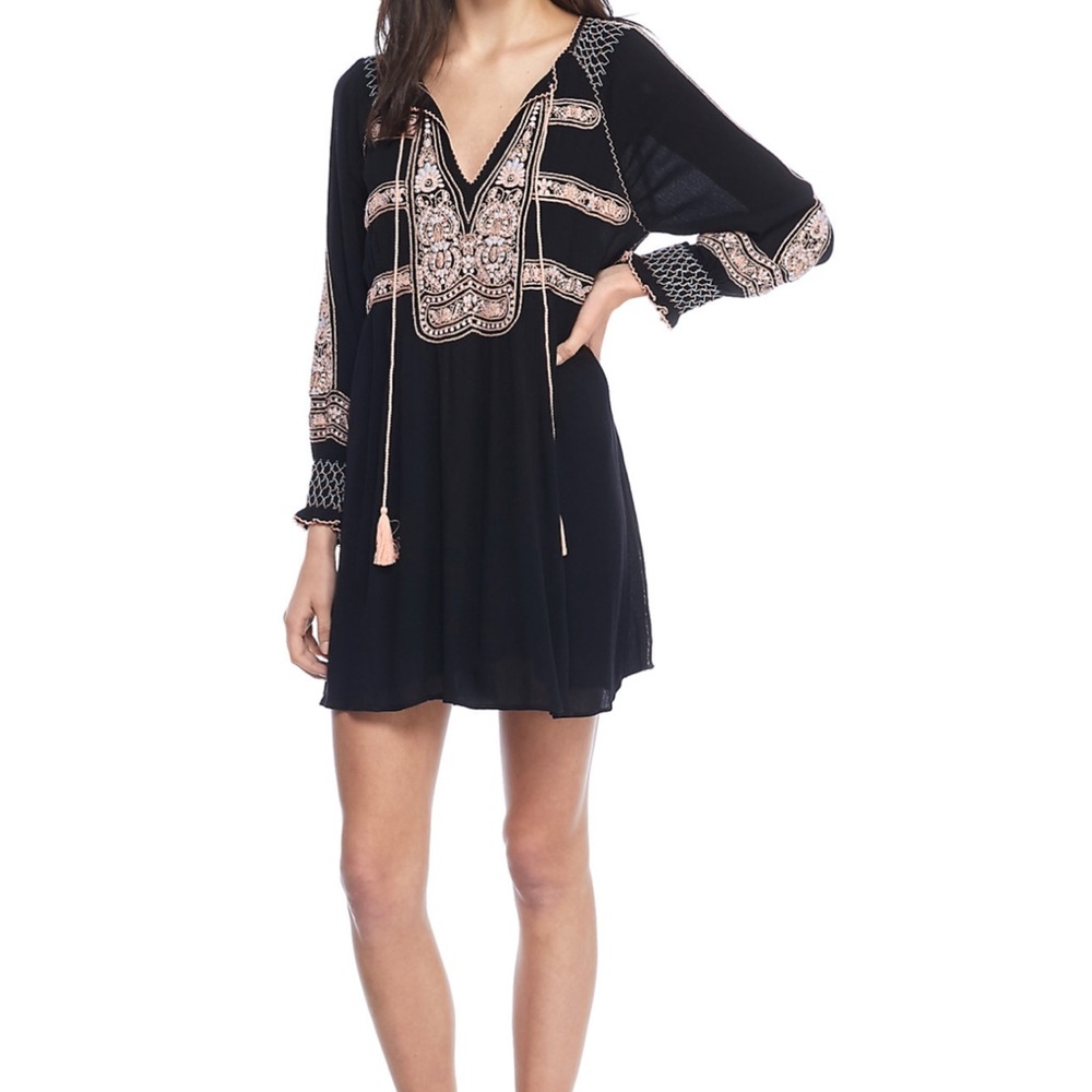 Free People Wind Willow Embroidered Tunic Dress